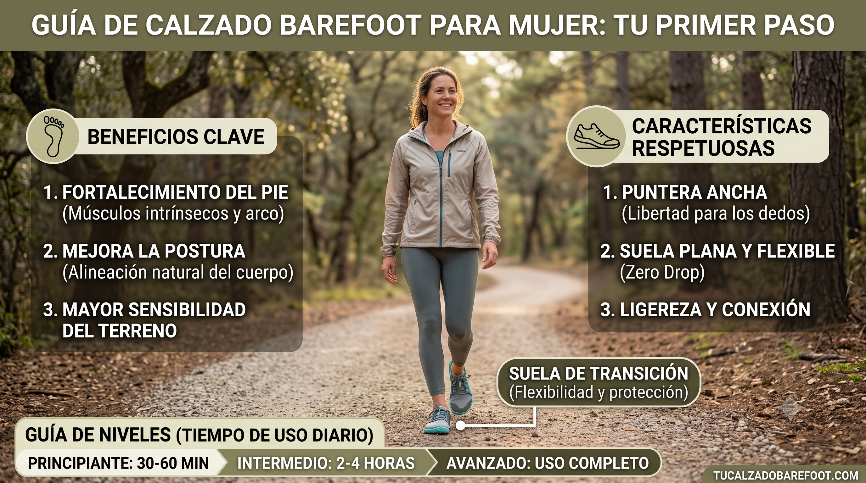 Los 3 pilares del calzado barefoot para mujer: cero drop, puntera ancha y suela fina y flexible